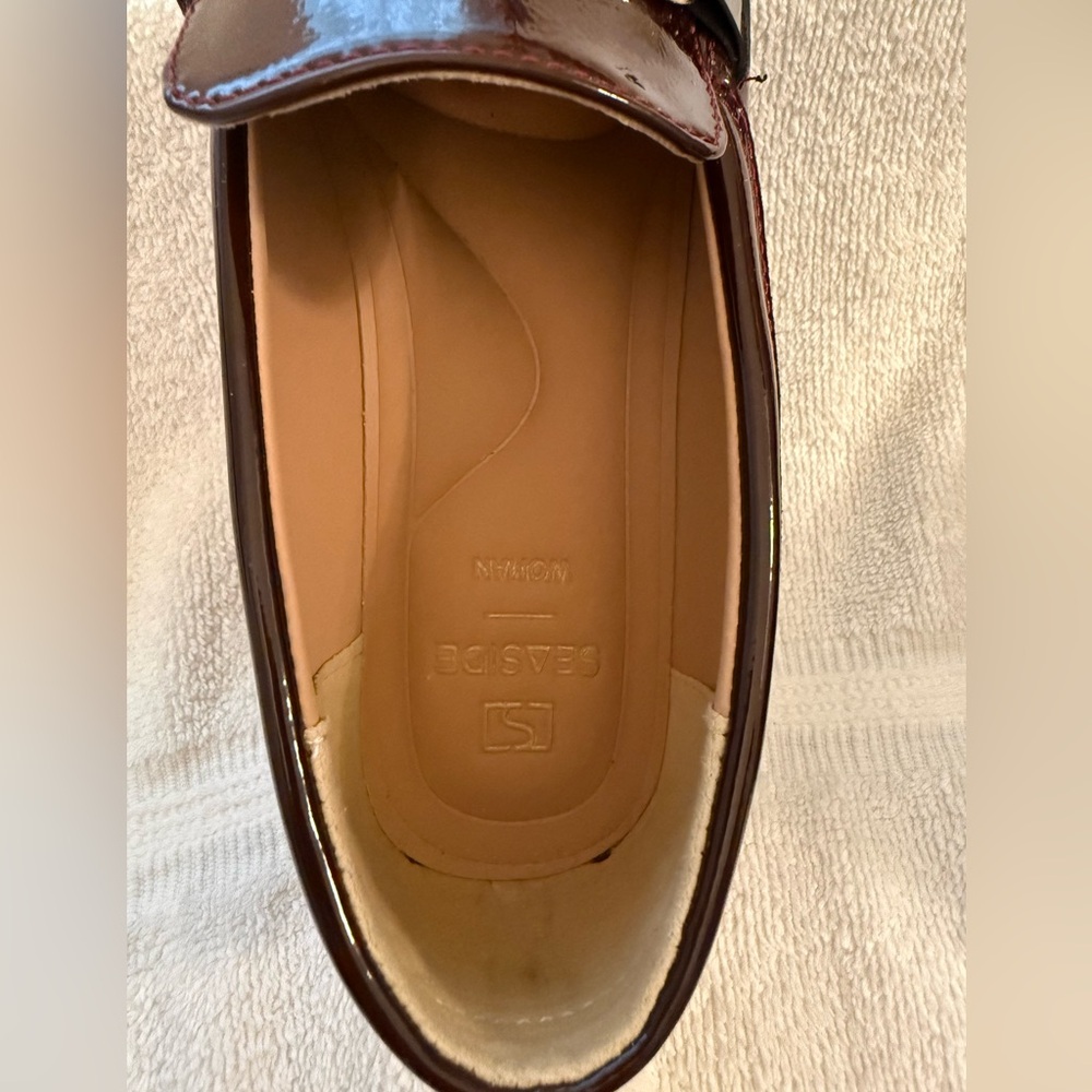 Women's Burgundy Patent Loafers with Gold Bit - Picture 7 of 7